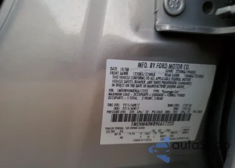 2009 Mercury Sable from USA, damaged, VIN 1MEHM40W89G617233